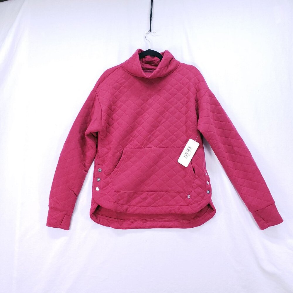 Jones New York Sport Magenta Quilted Breathable Thumbhole Mock Neck Sweater L